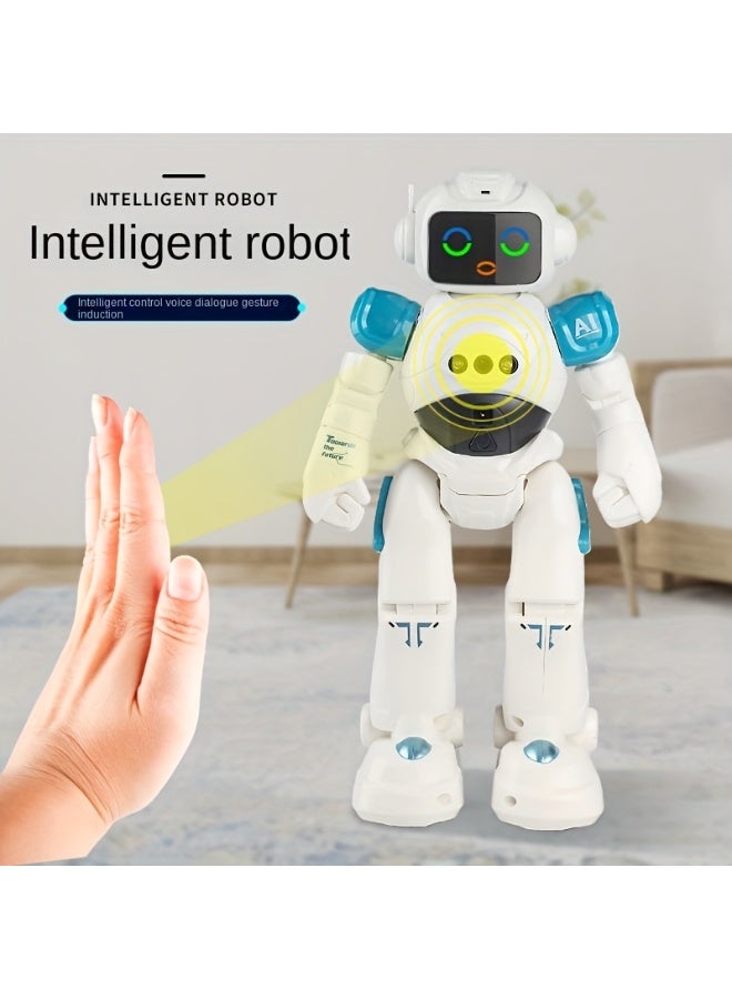 Cady لعبة الروبوت الذكي للأطفال مع التحكم بالإيماءات أو جهاز التحكم عن بعد | روبوت غنائي راقص قابل لإعادة الشحن | رفيق تفاعلي تعليمي للأولاد والبنات | تصميم مستوحى من رواد الفضاء باللونين الأبيض والأزرق | هدية ذكية ومثالية للأطفال - Image 3